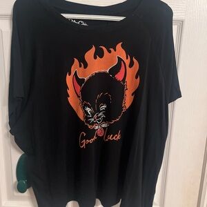 Torrid Retro Chic Black Tee with Cat